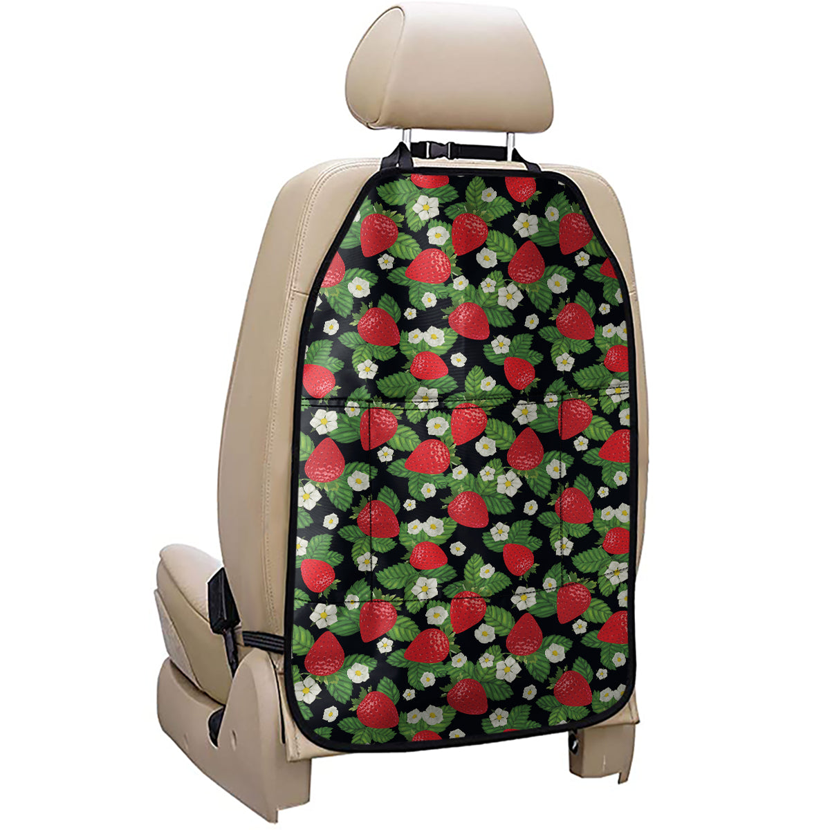 Strawberry And Flower Pattern Print Car Seat Organizers