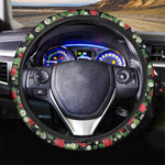 Strawberry And Flower Pattern Print Car Steering Wheel Cover