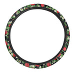 Strawberry And Flower Pattern Print Car Steering Wheel Cover