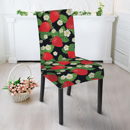 Strawberry And Flower Pattern Print Dining Chair Slipcover