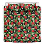 Strawberry And Flower Pattern Print Duvet Cover Bedding Set