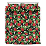 Strawberry And Flower Pattern Print Duvet Cover Bedding Set