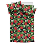 Strawberry And Flower Pattern Print Duvet Cover Bedding Set