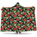 Strawberry And Flower Pattern Print Hooded Blanket