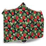 Strawberry And Flower Pattern Print Hooded Blanket