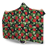 Strawberry And Flower Pattern Print Hooded Blanket