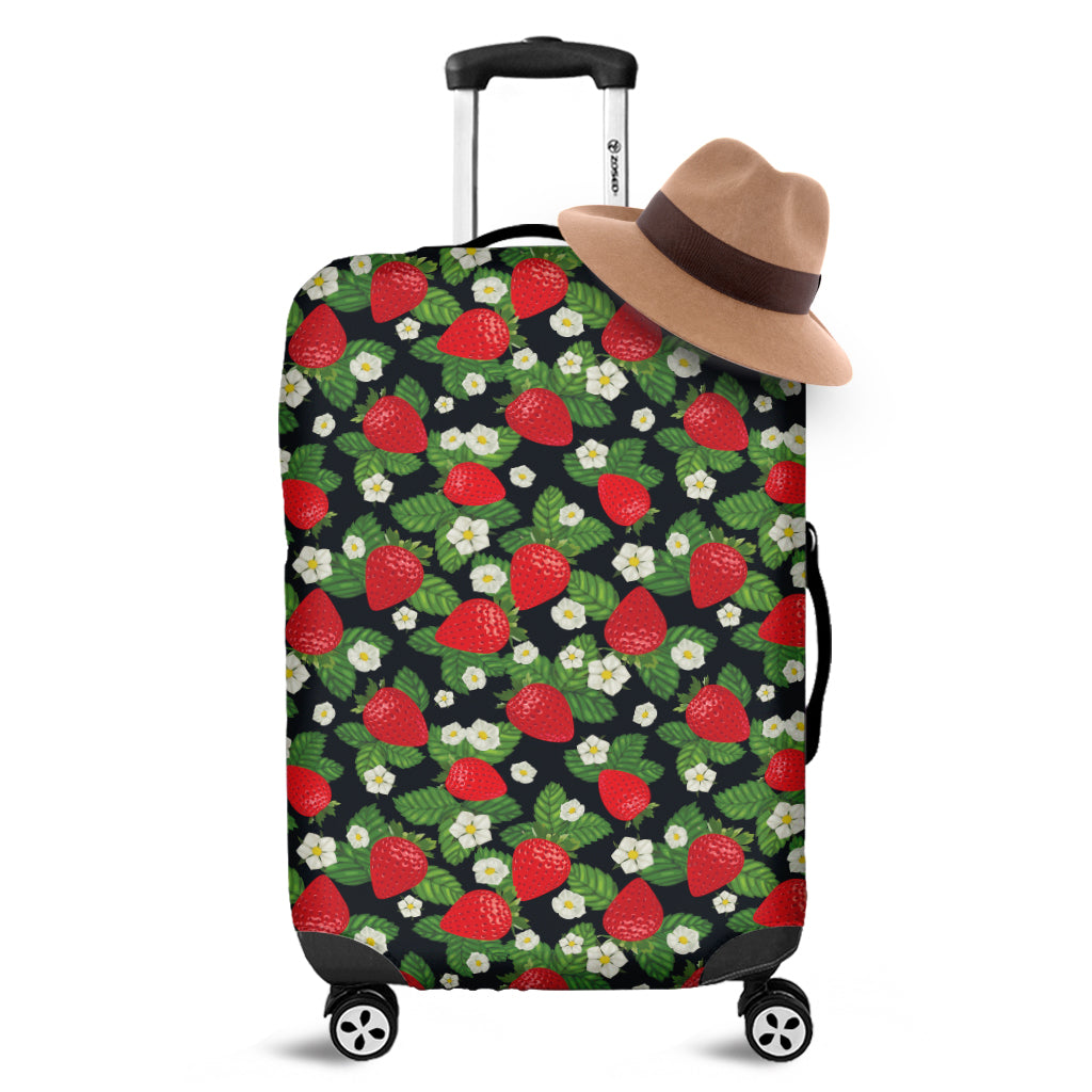 Strawberry And Flower Pattern Print Luggage Cover