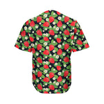 Strawberry And Flower Pattern Print Men's Baseball Jersey