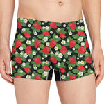 Strawberry And Flower Pattern Print Men's Boxer Briefs