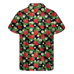 Strawberry And Flower Pattern Print Men's Short Sleeve Shirt