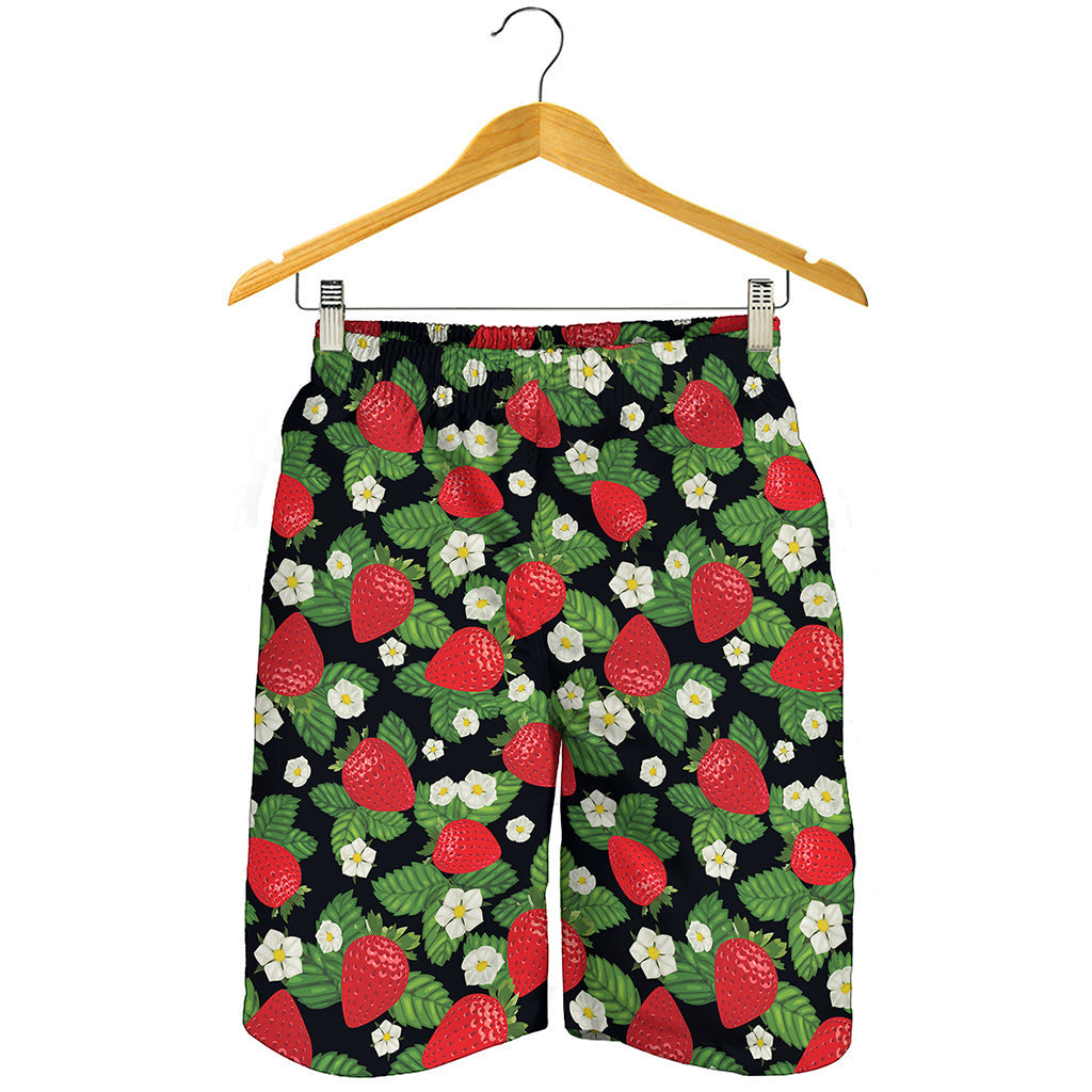 Strawberry And Flower Pattern Print Men's Shorts