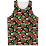 Strawberry And Flower Pattern Print Men's Tank Top
