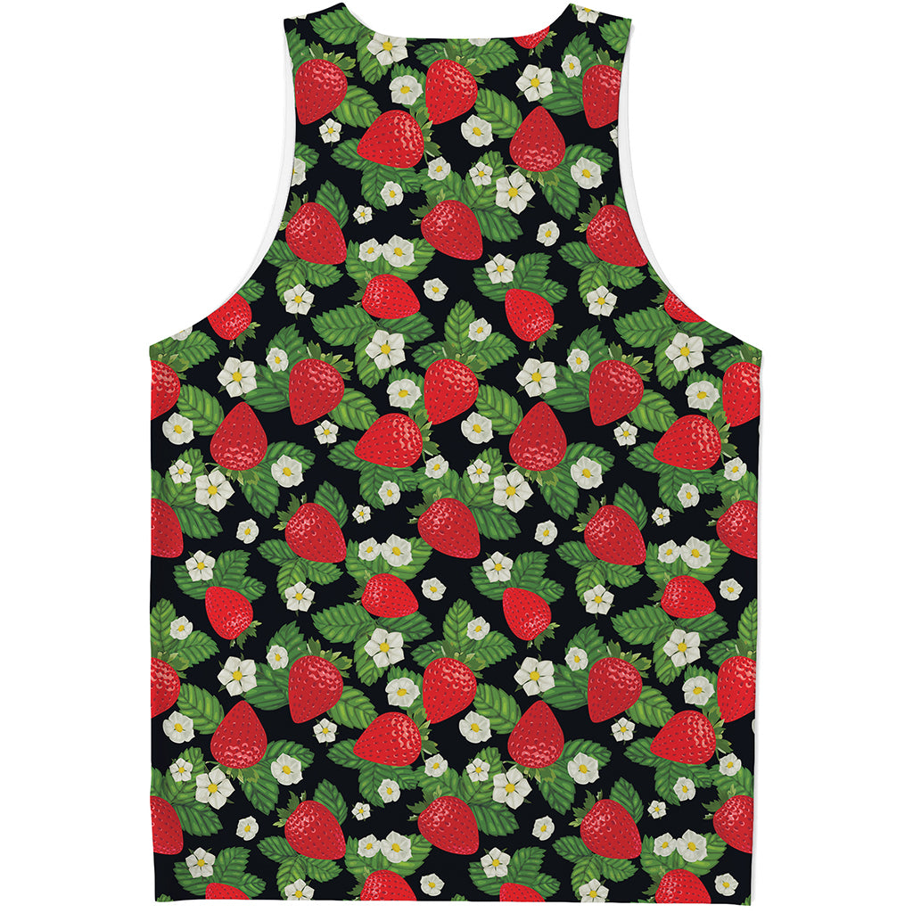 Strawberry And Flower Pattern Print Men's Tank Top