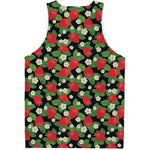 Strawberry And Flower Pattern Print Men's Tank Top