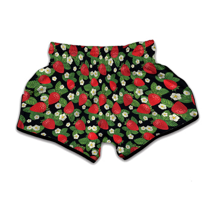Strawberry And Flower Pattern Print Muay Thai Boxing Shorts
