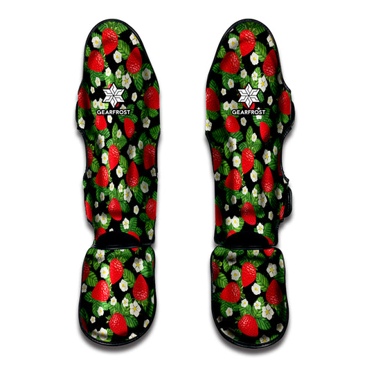 Strawberry And Flower Pattern Print Muay Thai Shin Guard
