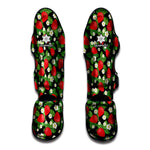 Strawberry And Flower Pattern Print Muay Thai Shin Guard