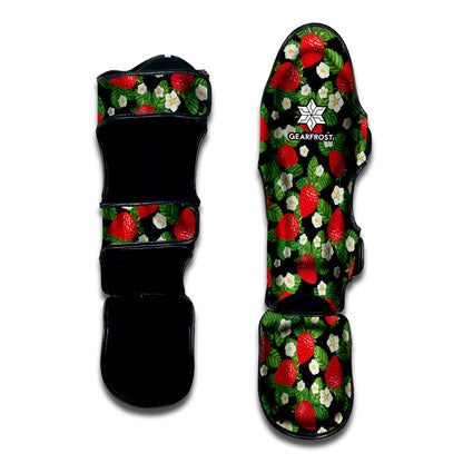 Strawberry And Flower Pattern Print Muay Thai Shin Guard