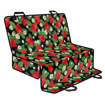 Strawberry And Flower Pattern Print Pet Car Back Seat Cover