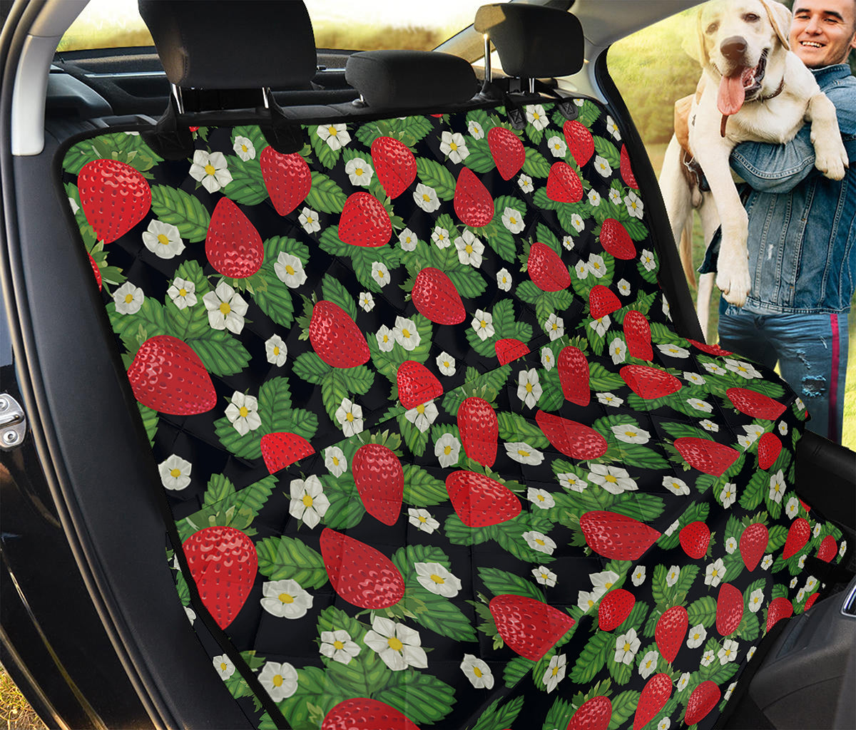Strawberry And Flower Pattern Print Pet Car Back Seat Cover