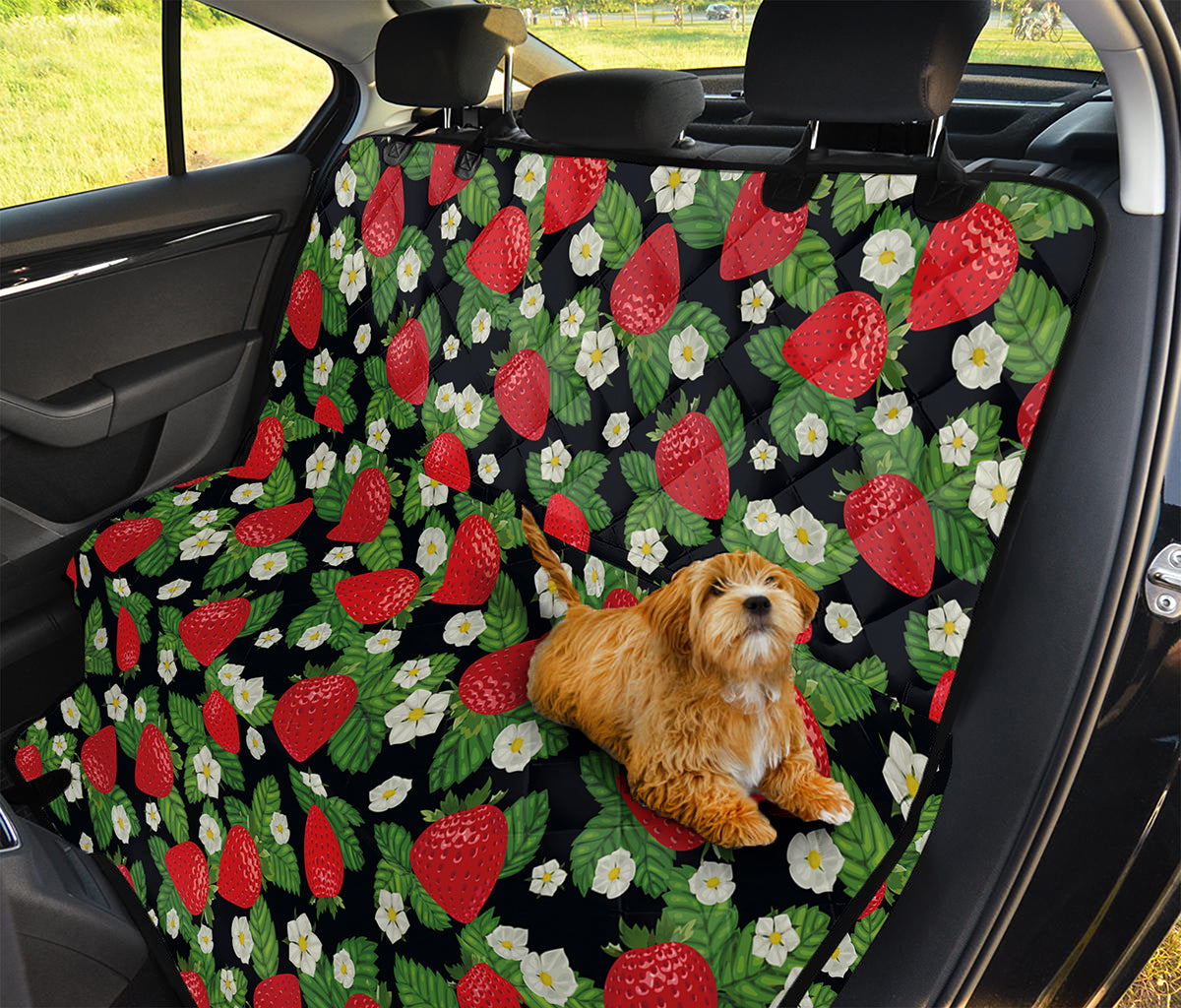 Strawberry And Flower Pattern Print Pet Car Back Seat Cover