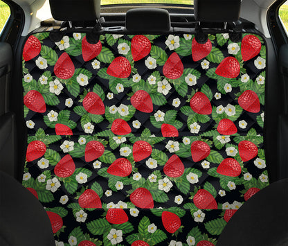 Strawberry And Flower Pattern Print Pet Car Back Seat Cover