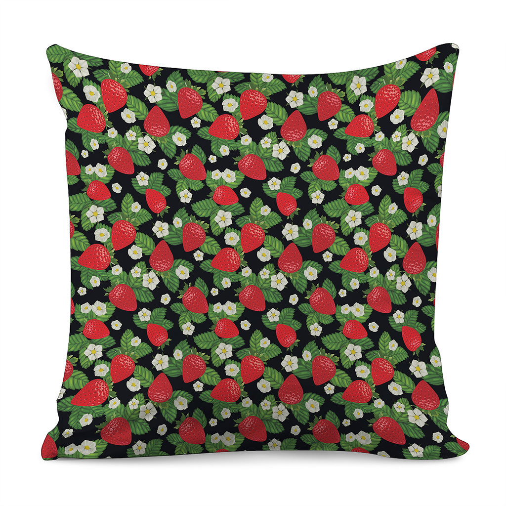 Strawberry And Flower Pattern Print Pillow Cover