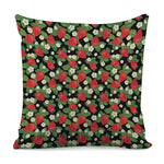 Strawberry And Flower Pattern Print Pillow Cover