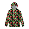 Strawberry And Flower Pattern Print Pullover Hoodie