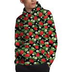 Strawberry And Flower Pattern Print Pullover Hoodie