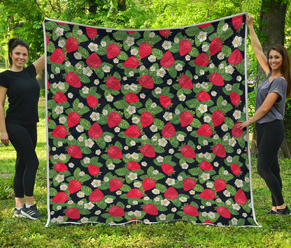 Strawberry And Flower Pattern Print Quilt