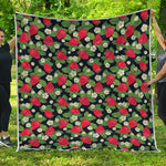 Strawberry And Flower Pattern Print Quilt