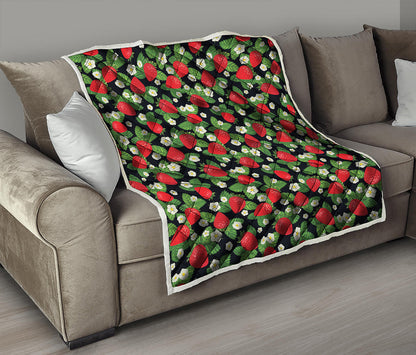 Strawberry And Flower Pattern Print Quilt