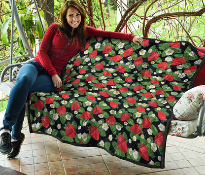 Strawberry And Flower Pattern Print Quilt