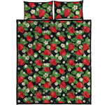 Strawberry And Flower Pattern Print Quilt Bed Set