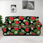 Strawberry And Flower Pattern Print Sofa Cover