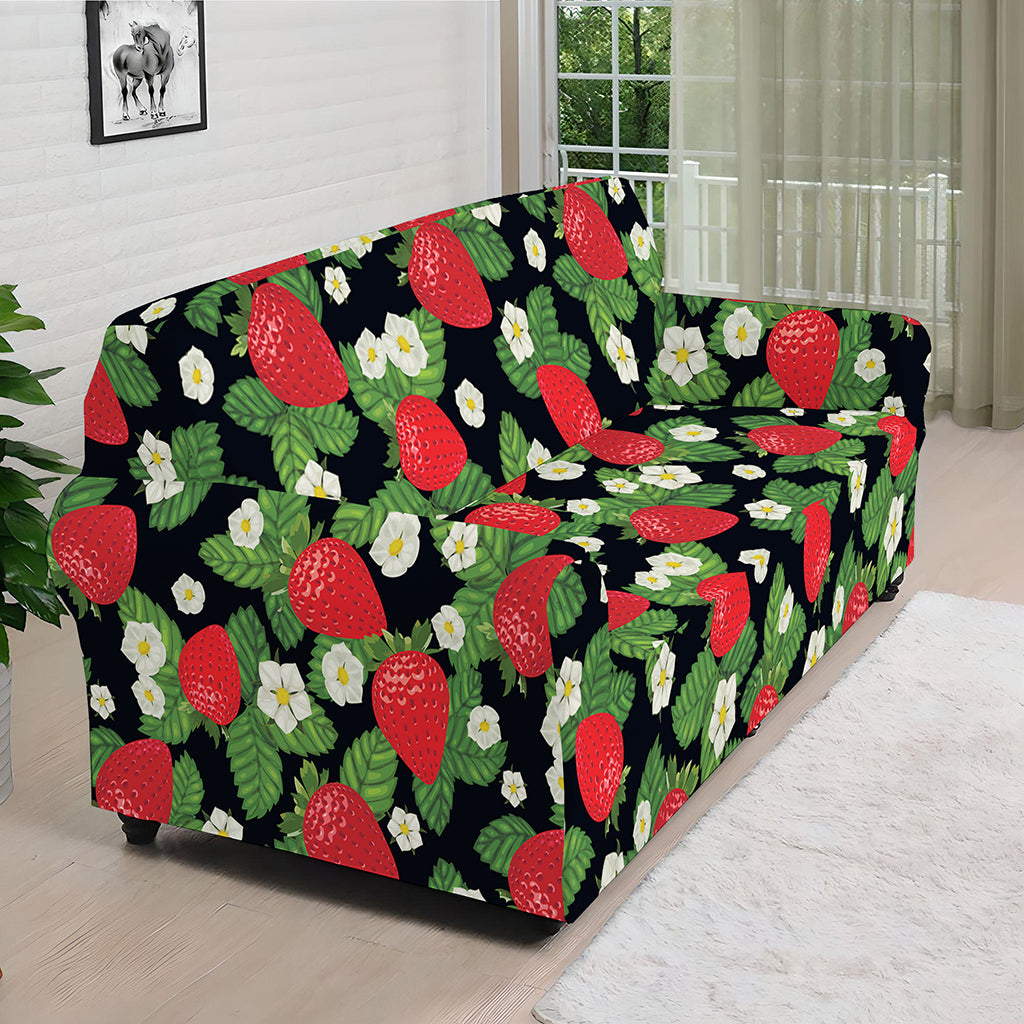 Strawberry And Flower Pattern Print Sofa Cover