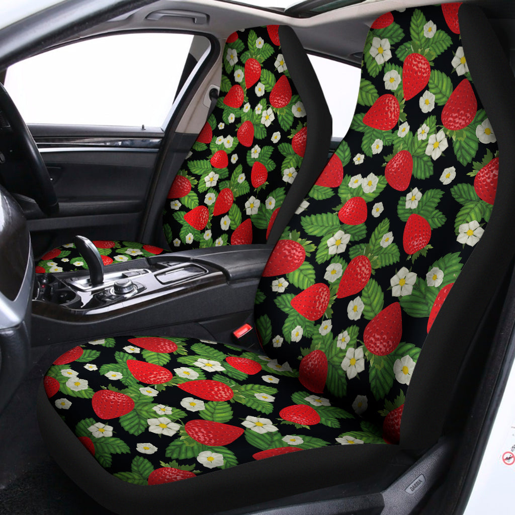 Strawberry And Flower Pattern Print Universal Fit Car Seat Covers