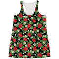 Strawberry And Flower Pattern Print Women's Racerback Tank Top