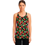 Strawberry And Flower Pattern Print Women's Racerback Tank Top
