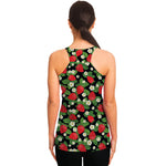 Strawberry And Flower Pattern Print Women's Racerback Tank Top
