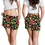 Strawberry And Flower Pattern Print Women's Shorts