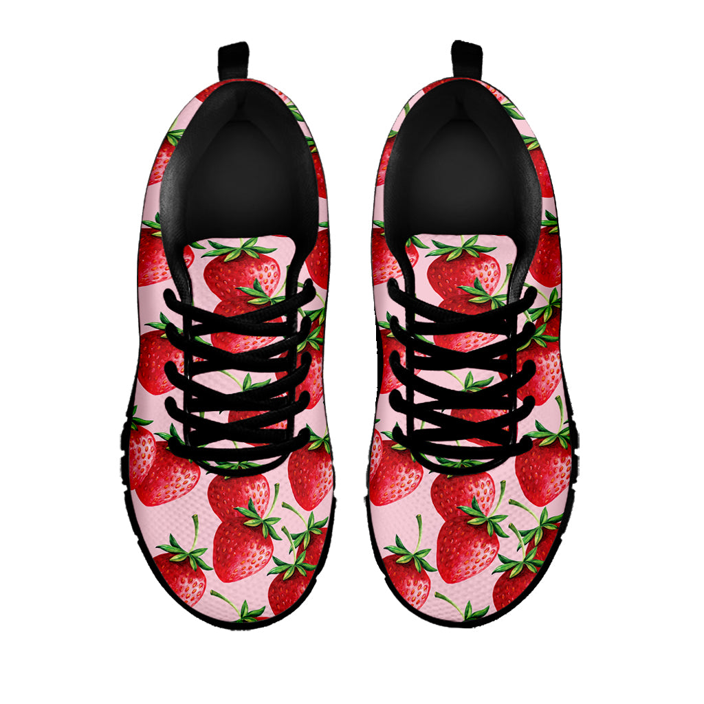 Strawberry Fruit Pattern Print Black Sneakers