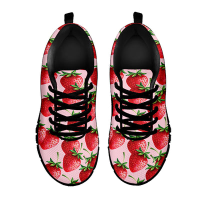 Strawberry Fruit Pattern Print Black Sneakers