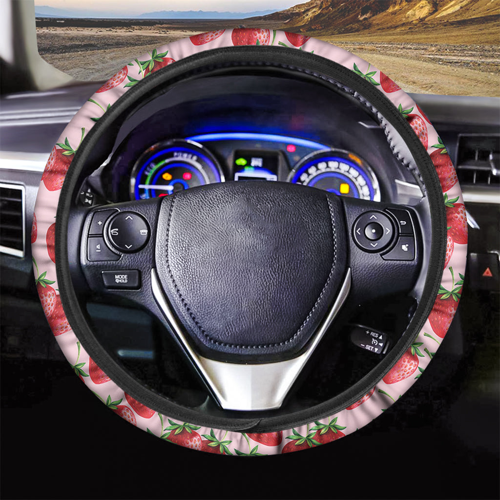 Strawberry Fruit Pattern Print Car Steering Wheel Cover