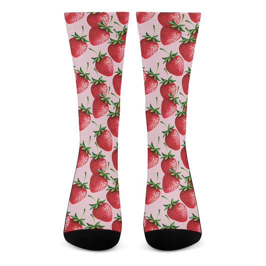 Strawberry Fruit Pattern Print Crew Socks