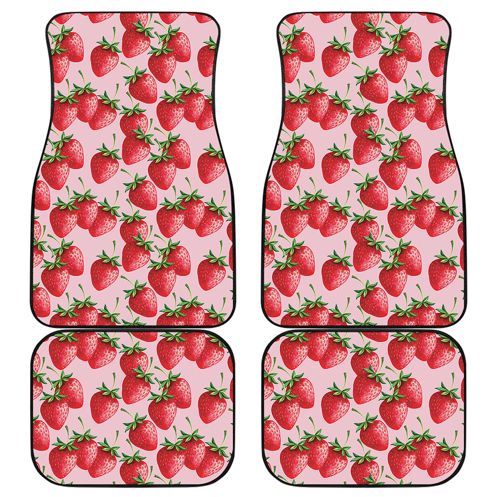 Strawberry Fruit Pattern Print Front and Back Car Floor Mats