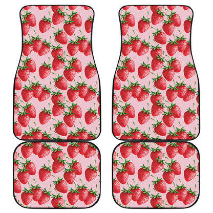Strawberry Fruit Pattern Print Front and Back Car Floor Mats