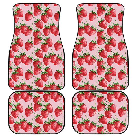 Strawberry Fruit Pattern Print Front and Back Car Floor Mats