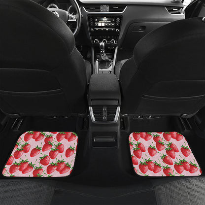 Strawberry Fruit Pattern Print Front and Back Car Floor Mats